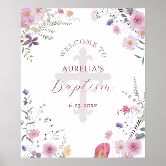 Wildbloemen Doop Welkom Poster (Voorkant)