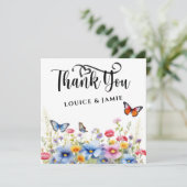 Wildbloemen Elegant Eenvoudig Flat Dank u kaart (Staand voorkant)