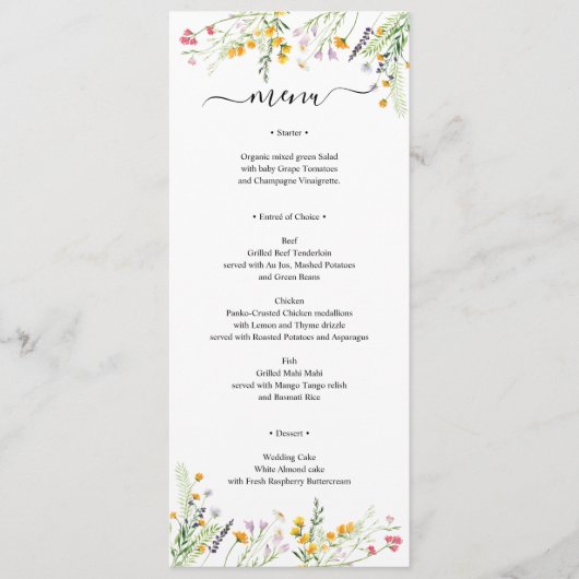 Wildbloemen elegant Menu-kaart, monogramma aan ach Menu (Voorkant)