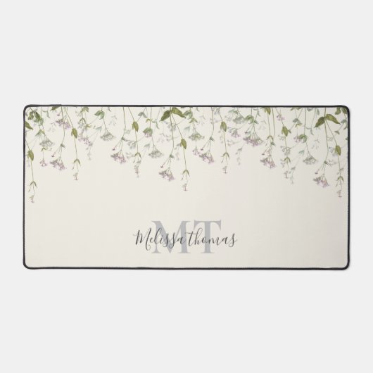 Wildbloemen Elegant Monogram Initialen Bureaumat (Voorkant)