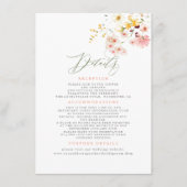 Wildbloemen Elegante bruiloft informatie Informatiekaartje (Voorkant)
