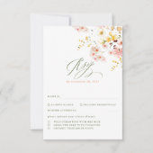 Wildbloemen Elegante bruiloft RSVP Kaartje (Voorkant)