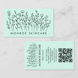 Wildbloemen Elegante lijn Art Chique aangepaste QR Visitekaartje