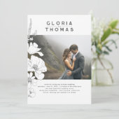 Wildbloemen Elegante moderne bruiloft foto Kaart (Staand voorkant)