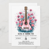 Wildbloemen en akkoorden Gitaar Verjaardag Kaart (Voorkant / Achterkant)