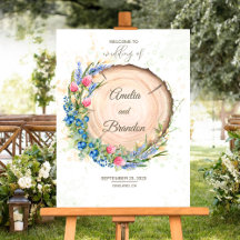 Wildbloemen en Blueberry Rustic Welcome Sign