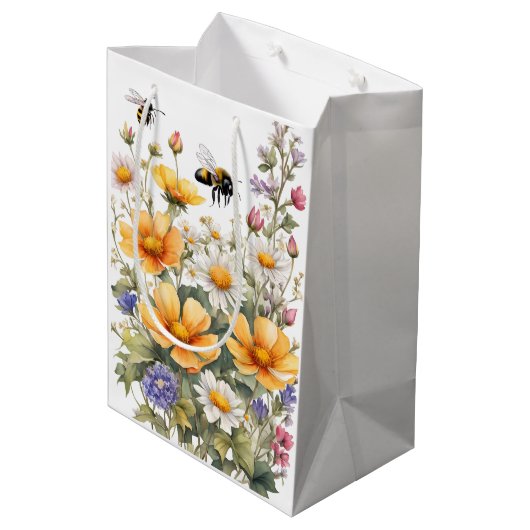 Wildbloemen en honingbijen Waterverf Medium Cadeauzakje (Achterkant Gekanteld)