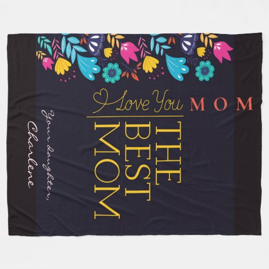 Wildbloemen en Moederdag begroeten personaliseren Fleece Deken (Voorkant (Horizontaal))