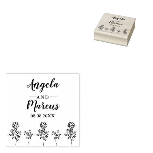 Wildbloemen en twijgen bruiloft 	rubberstempel (Gestempeld)