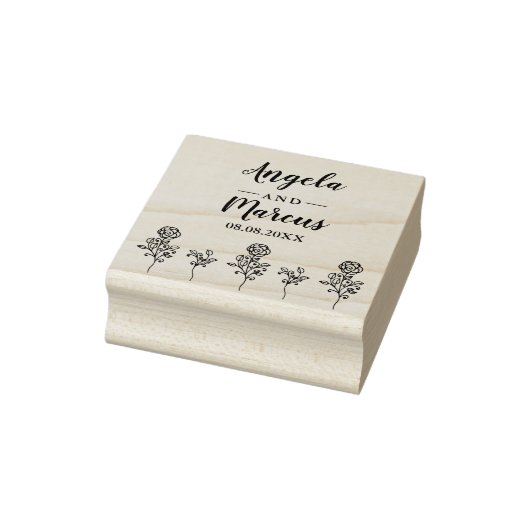 Wildbloemen en twijgen bruiloft 	rubberstempel (Stempel)