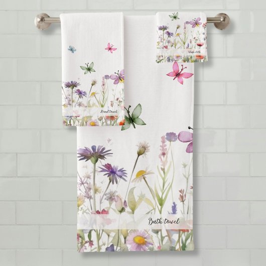 Wildbloemen en vlinders bad handdoek
