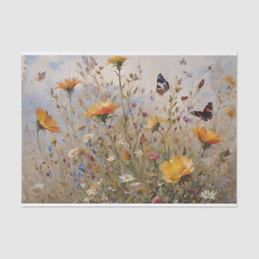 Wildbloemen en vlinders Decoupage Tissuepapier (Voorkant)