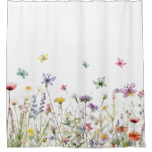 Wildbloemen en vlinders douchegordijn (Voorkant)