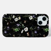 Wildbloemen en vlinders op zwart Case-Mate iPhone case (Achterkant (horizontaal))
