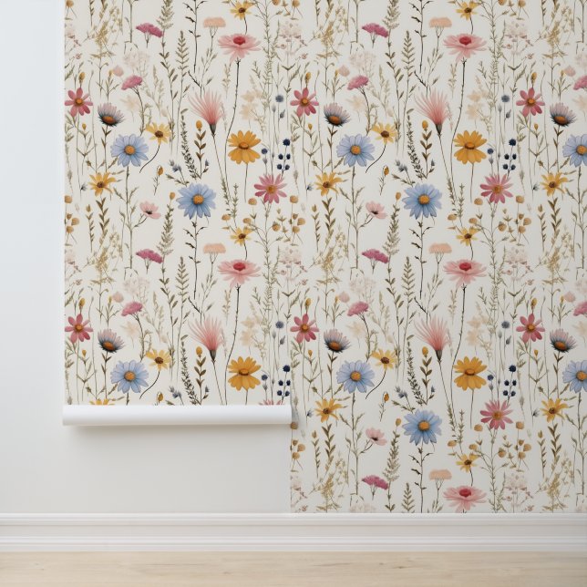 Wildbloemen Floral Behang (Applicatie)