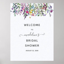 Wildbloemen Floral Vrijgezellenfeest Welkom Poster