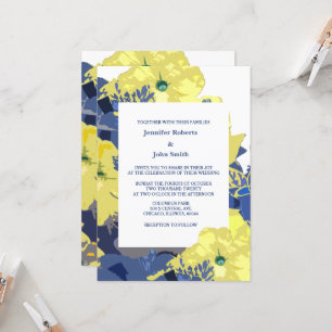 Wildbloemen Geel Blauw Artsy Bruiloft 2024 Kaart