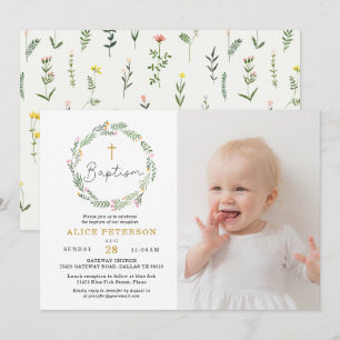Wildbloemen Girl Baptism Celebration Foto Kaart