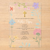 Wildbloemen Grieks-orthodox doopsel Acryl Uitnodigingen (Voorkant)