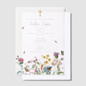 Wildbloemen Grieks-orthodox doopsel Vellum Uitnodigingen (Offset)