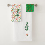 Wildbloemen groen wit rood naam bad handdoek (Insitu)