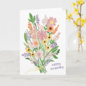 Wildbloemen Handgeschilderd Gouache Gelukkige Verj Kaart (Gele Bloem)