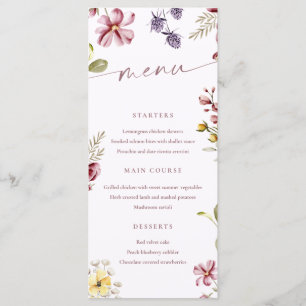 Wildbloemen Kalligrafie Bloemen Menu Kaart