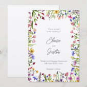 Wildbloemen lente bruiloft kaart (Voorkant / Achterkant)