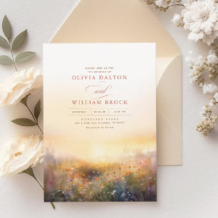Wildbloemen Meadow Earthy Elegant Wedding Kaart