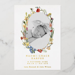 Wildbloemen met Folie van geboortebekendmaking fot Folie Uitnodiging