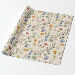 Wildbloemen minimalistisch Boho Floral Cadeaupapier