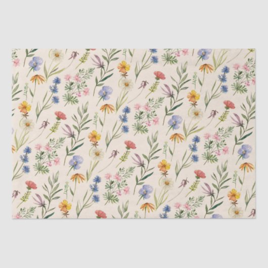 Wildbloemen minimalistisch Boho Floral Tissuepapier (Voorkant)
