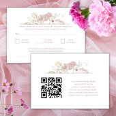 Wildbloemen Modern Wit Huwelijk QR Code RSVP Informatiekaartje