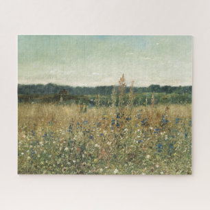 Wildbloemen. Olieverf op doek. weide Legpuzzel