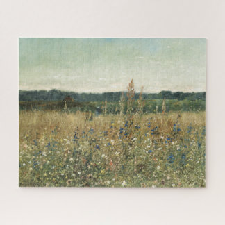 Wildbloemen. Olieverf op doek. weide Legpuzzel