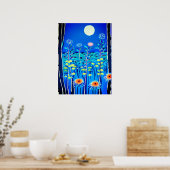 Wildbloemen onder een volle maan poster (Keuken)