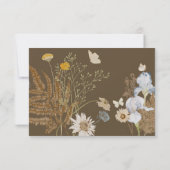 Wildbloemen op bruine bruiloft save the date (Achterkant)