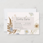 Wildbloemen op crème bruiloft drie diner RSVP kaartje (Voorkant)