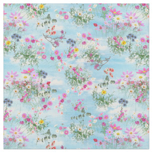 Wildbloemen op een blauwe hemel stof