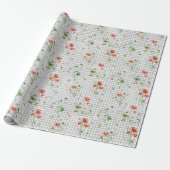 Wildbloemen op Gingham Cadeaupapier (Uitgerold)