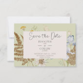 Wildbloemen op Licht Sage Bruiloft Save The Date (Voorkant)