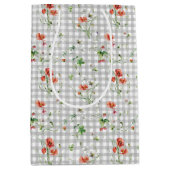 Wildbloemen op Silver Gingham Medium Cadeauzakje (Voorkant)