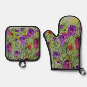 Wildbloemen Oven Mitt en Potholder set (Voorkant)