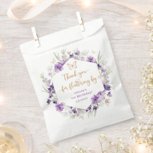Wildbloemen paarse vlinder Bedankt voor fladderen Bedankzakje