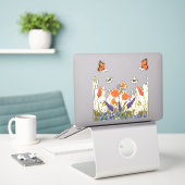 Wildbloemen papaver vlinders bijen sticker (Laptop op bureau)