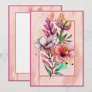 Wildbloemen Roze en Paarse Blank Kaart Notitiekaartje