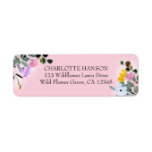  Wildbloemen Roze Return Address Label (Voorkant)