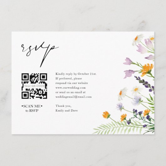 Wildbloemen RSVP Bieden QR CODE Details op rug Informatiekaartje (Voorkant)