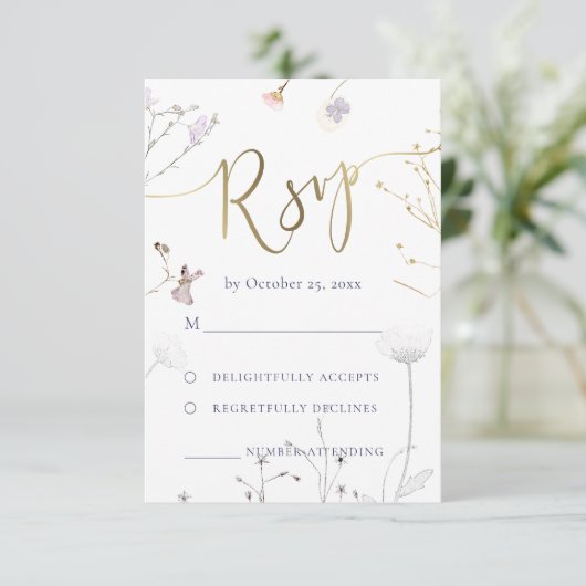 wildbloemen RSVP bruiloft (Staand voorkant)