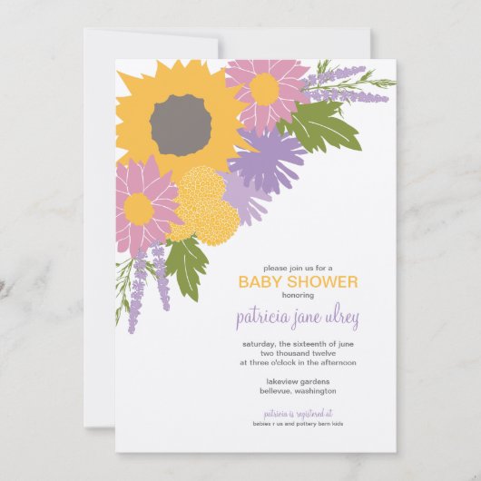 Wildbloemen Shower Invitation Kaart (Voorkant)